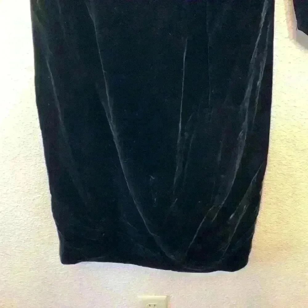 Anita modes velvet sexy black dress sz XS open back cut outs high neck knee - Picture 4 of 12